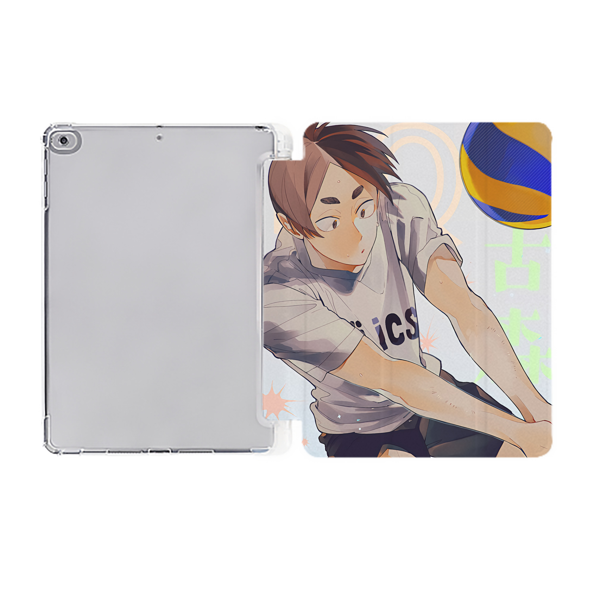 （画像用） ハイキュー!! Haikyu!! IPad ケース ペン収納付き 三つ折りスタンド PUレザー×シリコン 対応機種9.5/10.5/10.9インチ